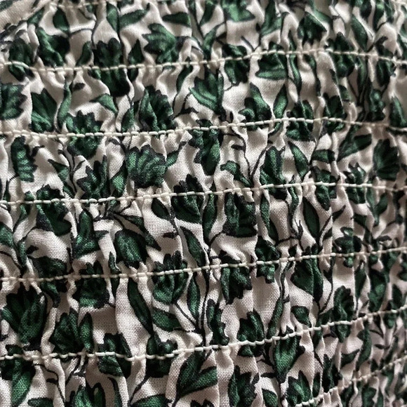 ANN TAYLOR EUC ELMRNS TOP SHIRT BLOUSE GREEN WHITR DRESSY CASUAL SUMMER SIZE 10 - Picture 5 of 5